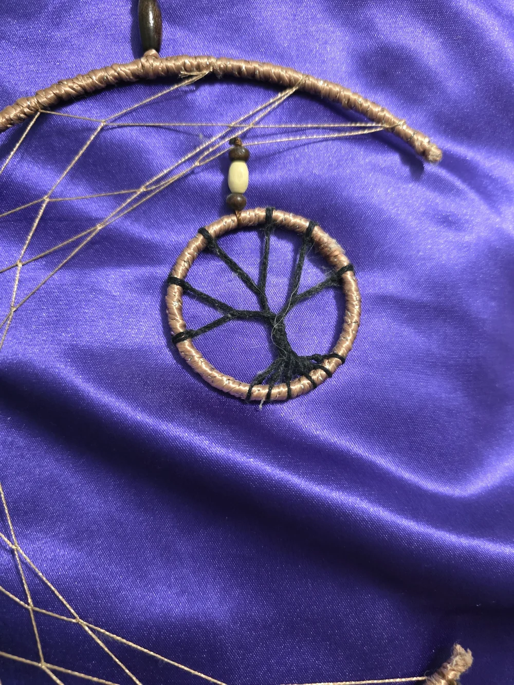 Handcrafted Brown Feather Crescent Dreamcatcher Wall Decor